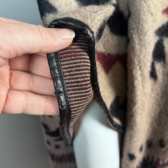 Lucky Brand sweater poncho one size aztec Vintage turtle neck‎ western wool - Picture 9 of 14